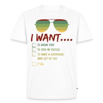 Je veux casser les lunettes de soleil l’été - T-shirt Premium bio Homme - blanc - Devant - Nico (187cm)