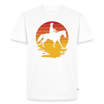 Cavalier Équitation Cavalier Cheval Chevaux Course de chevaux - T-shirt Premium bio Homme - blanc - Devant - Nico (187cm)