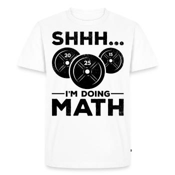 Chut, je fais de l’entraînement physique Math Gym - T-shirt Premium bio Homme - blanc - Devant - Nico (187cm)