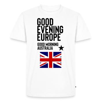 Good Evening Europe - Men's Premium Organic T-Shirt - white - Front - Nico (187cm)