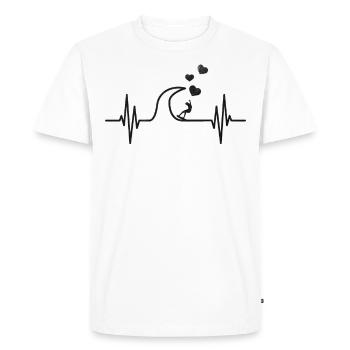 Surfer Heartbeat Hearts Surf Wave Surfer - T-shirt Premium bio Homme - blanc - Devant - Nico (187cm)