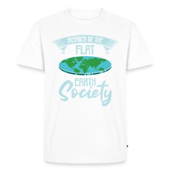 Flat Earth Society – Member - Men's Premium Organic T-Shirt - white - Front - Nico (187cm)