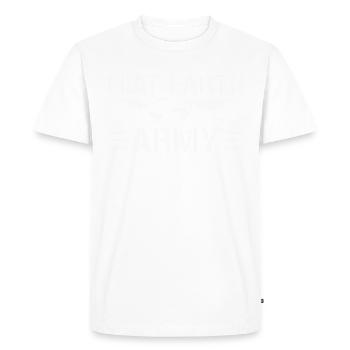 Terre plate – Déclaration de l’armée - T-shirt Premium bio Homme - blanc - Devant - Nico (187cm)