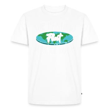 La terre est plate – demandez-moi - T-shirt Premium bio Homme - blanc - Devant - Nico (187cm)