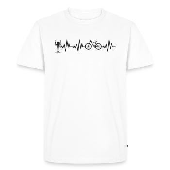 Cycling Heartbeat Wine Mountain Biking Bike - Men's Premium Organic T-Shirt - white - Front - Nico (187cm)
