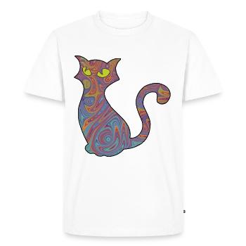 Chat psychédélique - T-shirt Premium bio Homme - blanc - Devant - Nico (187cm)