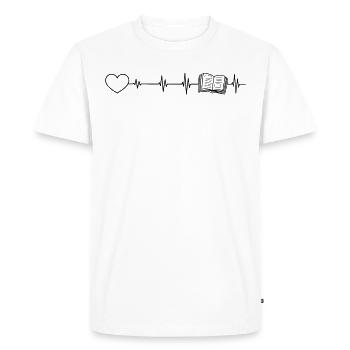 Livre Heartbeat Heart Book Lover lit des livres Livre - T-shirt Premium bio Homme - blanc - Devant - Nico (187cm)