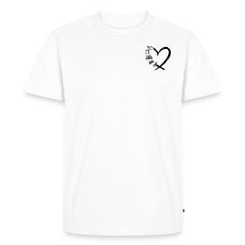 Bibliothécaire Amateur de livres Lecture de livres Cœur - T-shirt Premium bio Homme - blanc - Devant - Nico (187cm)