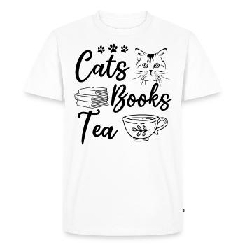 Chats Livres Thé Livre Lire Amoureux des chats - T-shirt Premium bio Homme - blanc - Devant - Nico (187cm)
