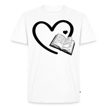 Livre Coeur Livre Amoureux Rat de bibliothèque Livre Lecture Livre - T-shirt Premium bio Homme - blanc - Devant - Nico (187cm)