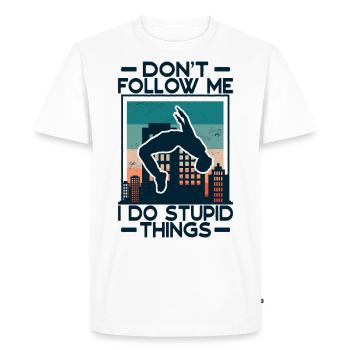 Parkour Freerunning Parkour Runner Ne me suivez pas - T-shirt Premium bio Homme - blanc - Devant - Nico (187cm)