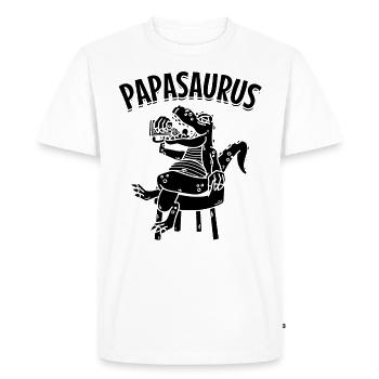 Papa Saurus Papa Dinosaur Funny Papa Dino - Men's Premium Organic T-Shirt - white - Front - Nico (187cm)