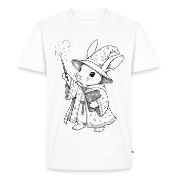 Le Sorcier Lapin dans le Manteau Étoilé - T-shirt Premium bio Homme - blanc - Devant - Nico (187cm)