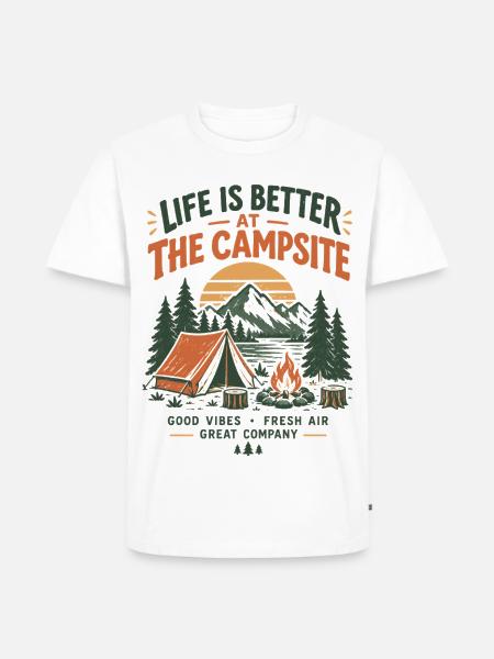 Leben Besser Am Campingplatz - Männer Premium Bio T-Shirt - Weiß