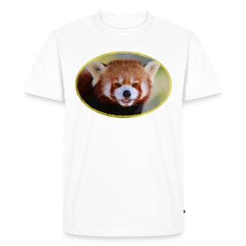 Regard de panda roux avec bordure jaune - T-shirt Premium bio Homme - blanc - Devant - Nico (187cm)