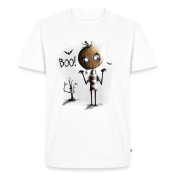 HALLOWEEN tête de citrouille huée! - T-shirt Premium bio Homme - blanc - Devant - Nico (187cm)