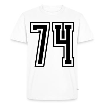 74 digit number - Men's Premium Organic T-Shirt - white - Front - Nico (187cm)