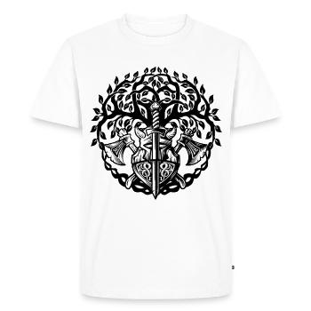 Celtic Ireland Viking Celtic Knot Pattern Tree - Men's Premium Organic T-Shirt - white - Front - Nico (187cm)