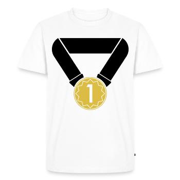1er rang médaille - T-shirt Premium bio Homme - blanc - Devant - Nico (187cm)
