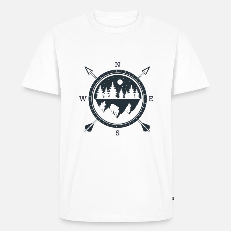 Kompass - Männer Premium Bio T-Shirt - Weiß