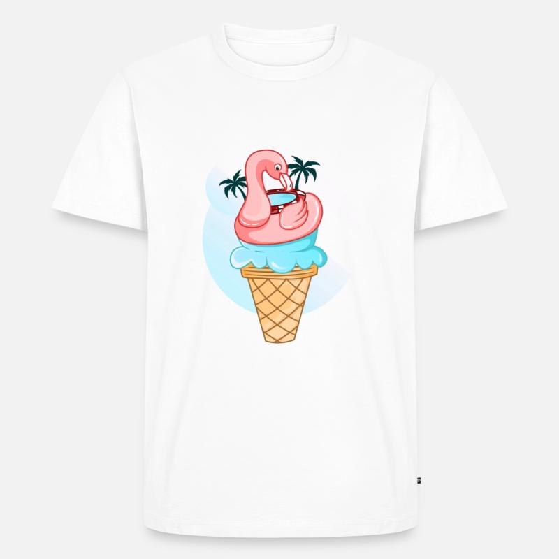 Flamingo Eis - Männer Premium Bio T-Shirt - Weiß