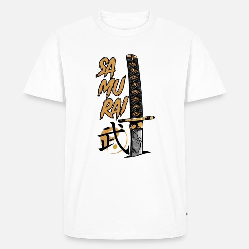 Samurai Katana Warrior - Männer Premium Bio T-Shirt - Weiß