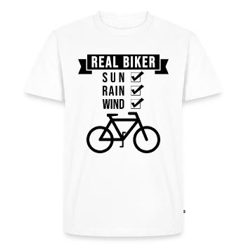 Real bikers, in any weather! - Men's Premium Organic T-Shirt - white - Front - Nico (187cm)