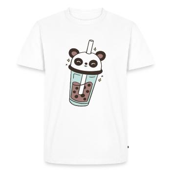 Panda Bubble Tea Panda Bear Bubbletea - T-shirt Premium bio Homme - blanc - Devant - Nico (187cm)