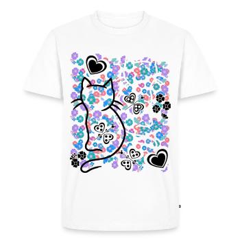 Retro Cat 60s - Men's Premium Organic T-Shirt - white - Front - Nico (187cm)