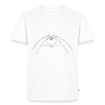 Geste de la main dessiné amour minimaliste - T-shirt Premium bio Homme - blanc - Devant - Nico (187cm)