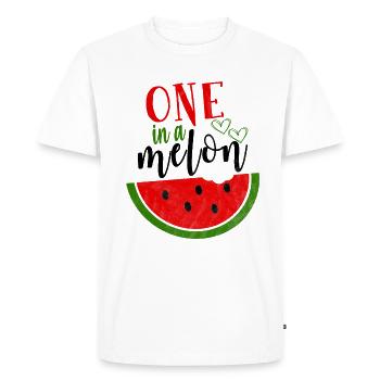 Paroles de pastèque - T-shirt Premium bio Homme - blanc - Devant - Nico (187cm)