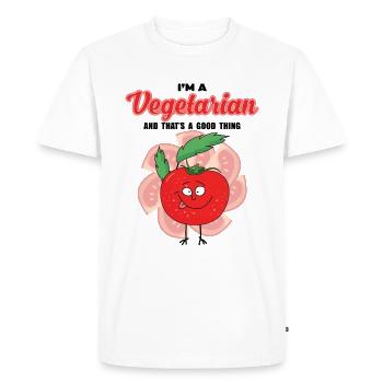 Thé de tomate végétarien drôle mignon. Toma végétarien - T-shirt Premium bio Homme - blanc - Devant - Nico (187cm)