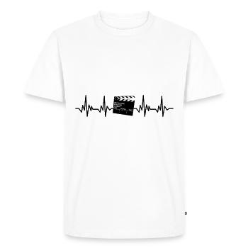 Filmmaker Heartbeat gift for cameraman - Men's Premium Organic T-Shirt - white - Front - Nico (187cm)