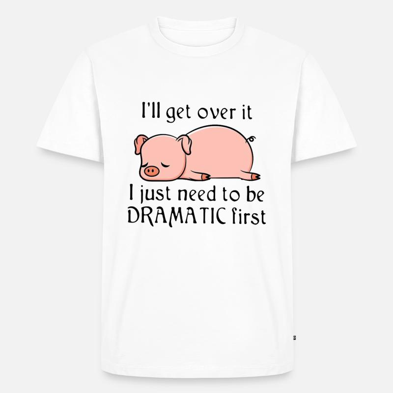 Dramatisch Schwein - Comic - Männer Premium Bio T-Shirt - Weiß