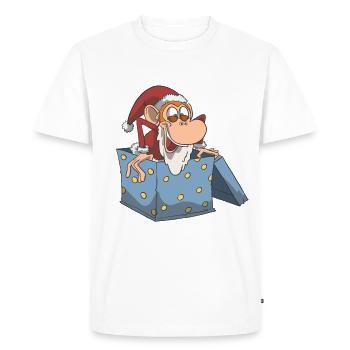 Monkey as a Santa Claus in a gift - Men's Premium Organic T-Shirt - white - Front - Nico (187cm)