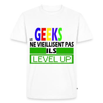 LES GEEKS BEST-SELLER🌟🌟 - T-shirt Premium bio Homme - blanc - Devant - Nico (187cm)
