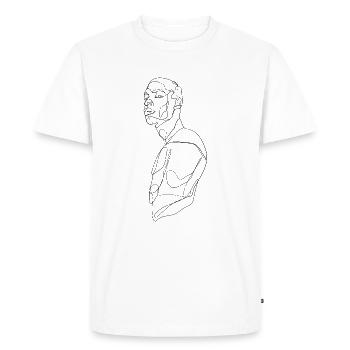 Homme de dessin au trait - T-shirt Premium bio Homme - blanc - Devant - Nico (187cm)