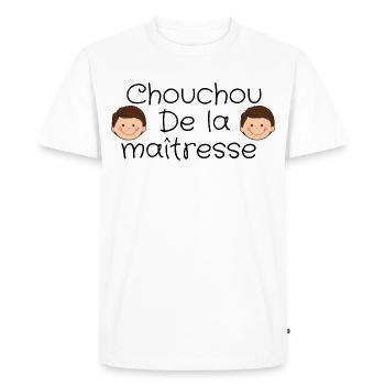 Chouchou de la maîtresse - T-shirt Premium bio Homme - blanc - Devant - Nico (187cm)