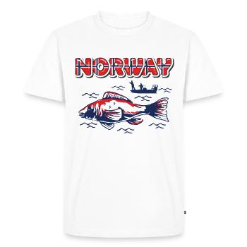 Norway Pêche Tour Pêche Norvège Pêche Tour - T-shirt Premium bio Homme - blanc - Devant - Nico (187cm)