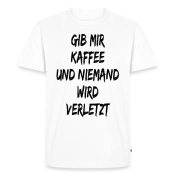 Donne-moi du café et personne n’est blessé - sort - T-shirt Premium bio Homme - blanc - Devant - Nico (187cm)