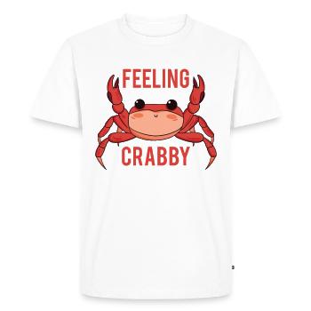 Crab - Feeling Crabby Crab funny animal sea - Men's Premium Organic T-Shirt - white - Front - Nico (187cm)