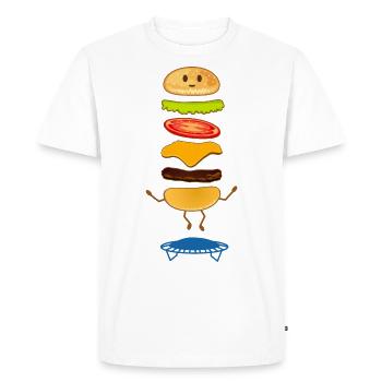 Jumping Burger Fast Food Gift Idea Gift - Men's Premium Organic T-Shirt - white - Front - Nico (187cm)