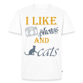 i like photos and cats - Men's Premium Organic T-Shirt - white - Front - Nico (187cm)
