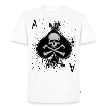 Tête de mort Skull Pik Ass carte de poker cadeau - T-shirt Premium bio Homme - blanc - Devant - Nico (187cm)