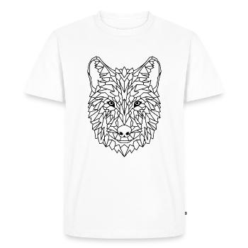 Loup géométrique - T-shirt Premium bio Homme - blanc - Devant - Nico (187cm)
