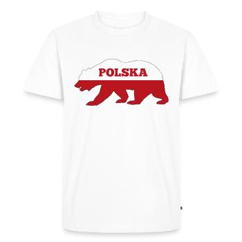 Ours polonaise | Drapeau polonais Pologne cadeaux - T-shirt Premium bio Homme - blanc - Devant - Nico (187cm)