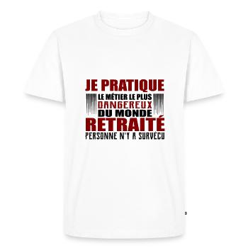 t shirt métier dangereux cadeau retraité homme - T-shirt Premium bio Homme - blanc - Devant - Nico (187cm)