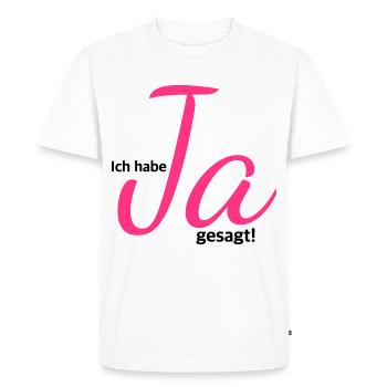 Je dis oui, fiançailles, JGA de mariage - T-shirt Premium bio Homme - blanc - Devant - Nico (187cm)