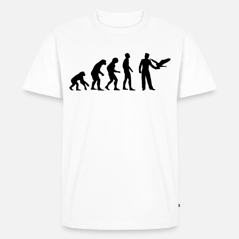 Falknerei Evolution Falkner Tierpfleger Beizvogel - Männer Premium Bio T-Shirt - Weiß