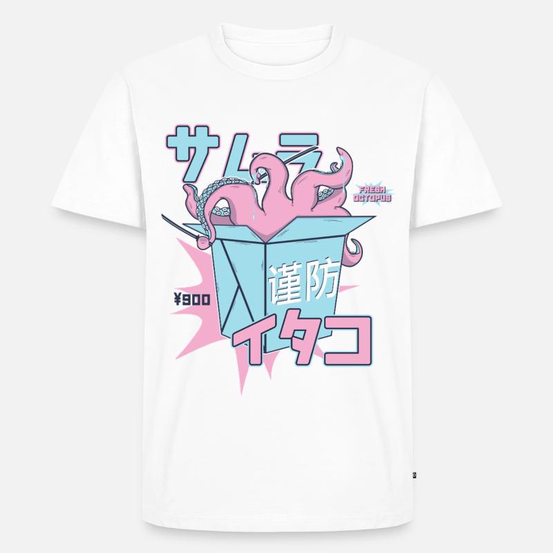 Samurai Oktopus mit Katana - Männer Premium Bio T-Shirt - Weiß